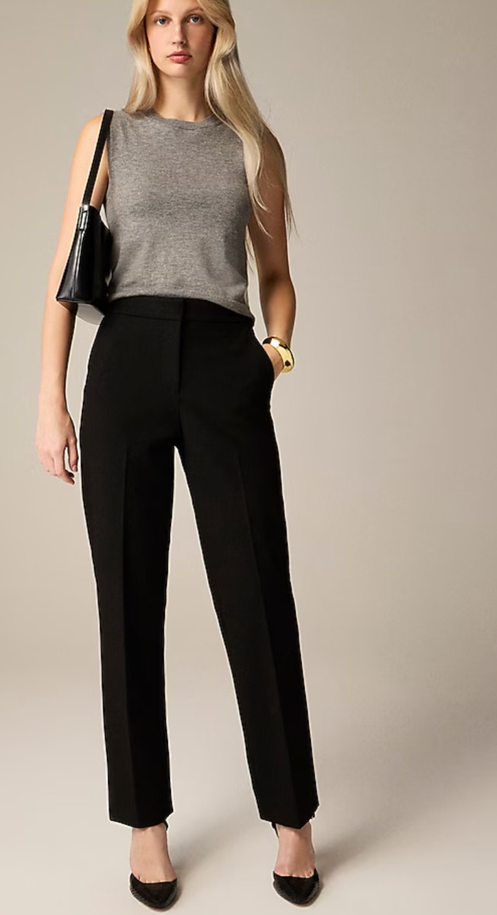 J Crew Kate Pants 16 16T T16 Tall Black NWT Stretch Straight Leg Trouser CC443 - Picture 1 of 8